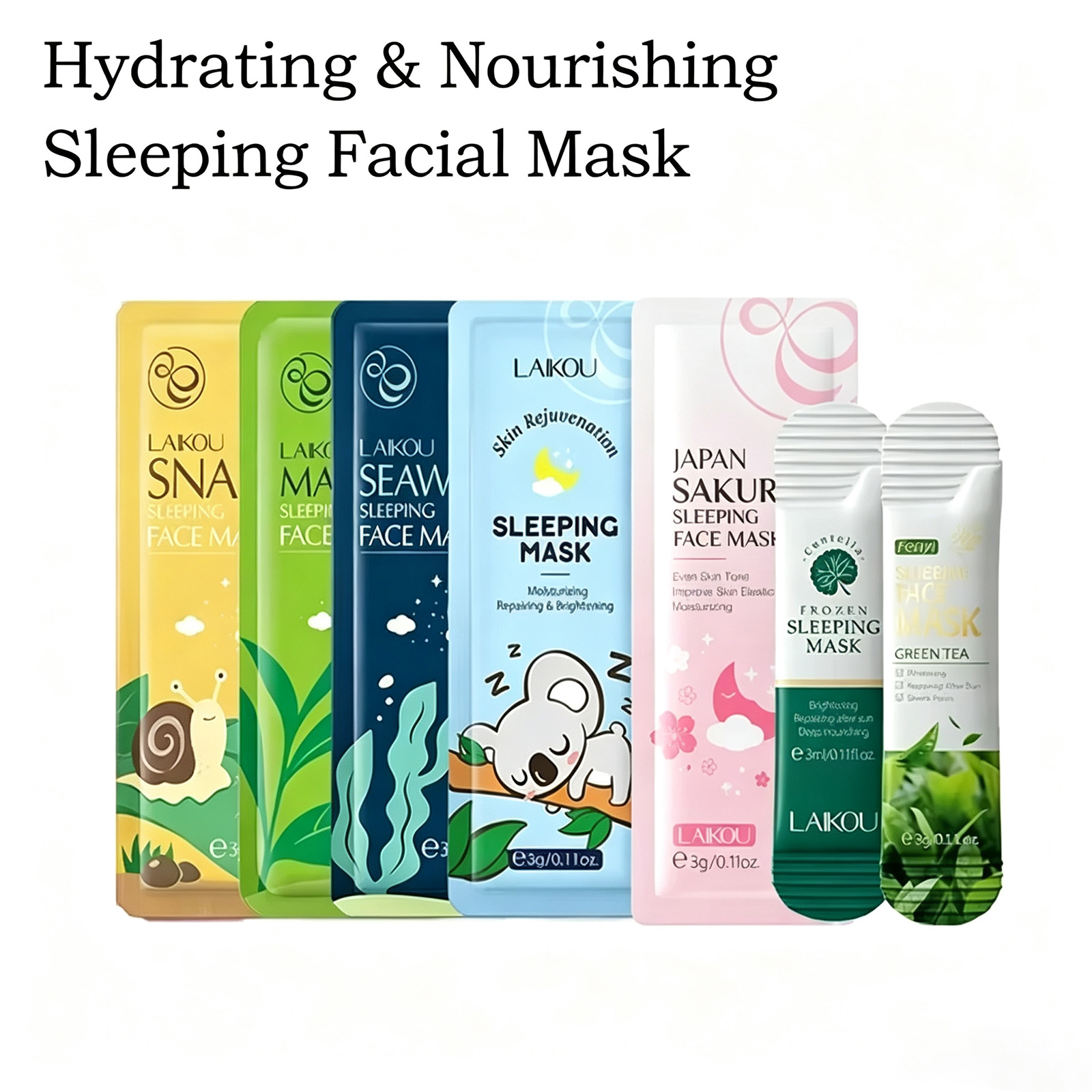 Chamomile Tea - LAIKOU 7-delige slaapmasker set met slakkenextract,